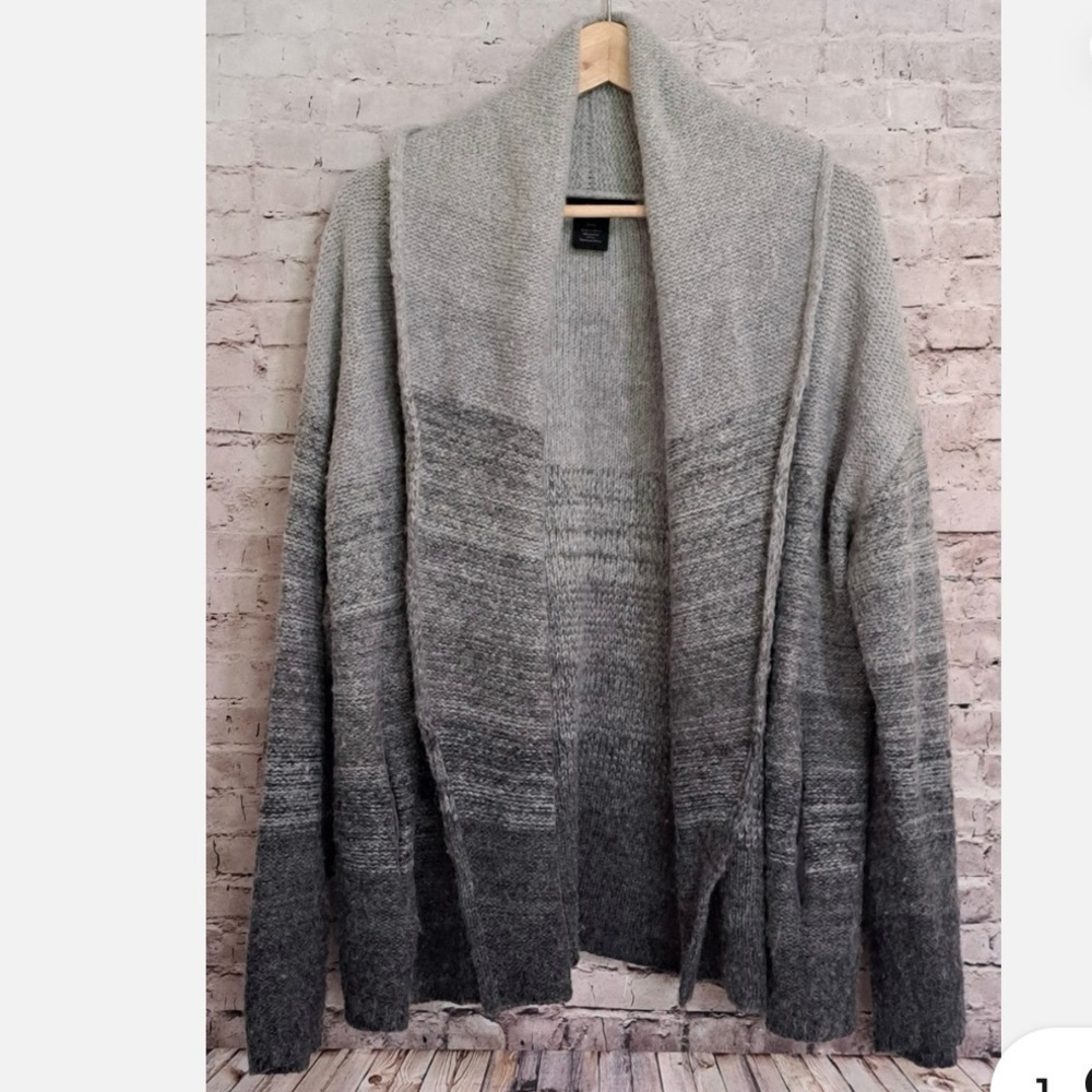 Calvin Klein Gray Ombre Wool Blend Cardigan Sweater Open Front w/Pockets 2XL